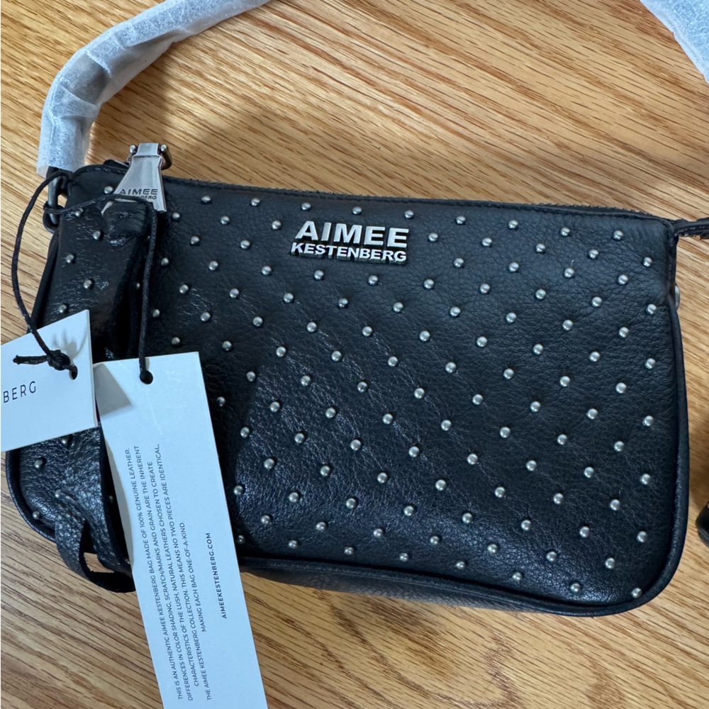 Aimee Kestenberg Black Leather purse with Silver Accents